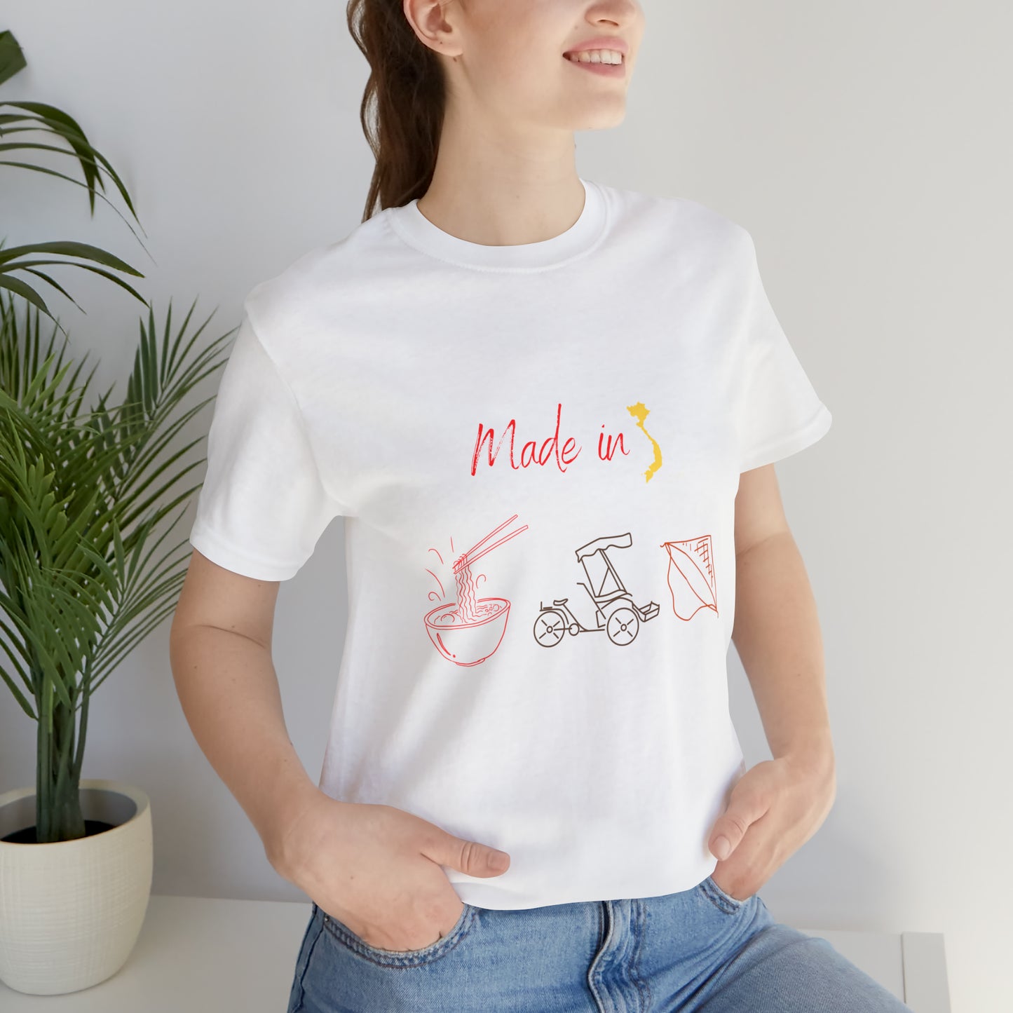 Unisex Jersey Short Sleeve Tee with Vietnam Inspired Design
