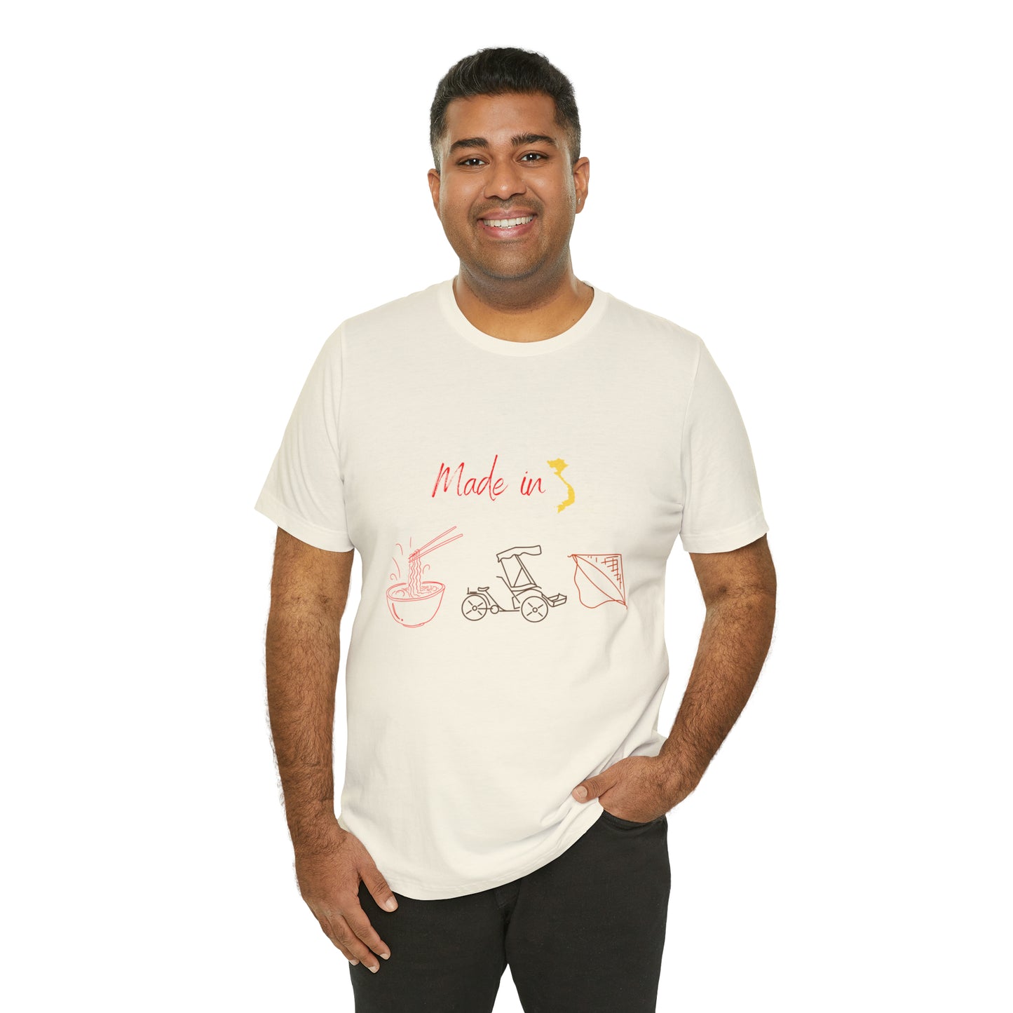 Unisex Jersey Short Sleeve Tee with Vietnam Inspired Design