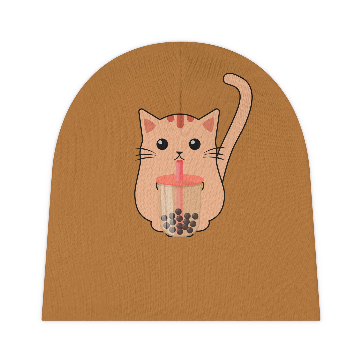 Cat Drinking Boba Baby Beanie