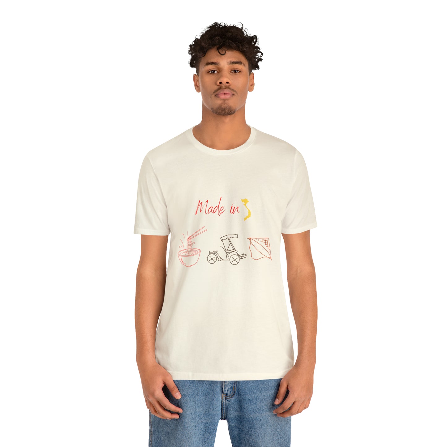 Unisex Jersey Short Sleeve Tee with Vietnam Inspired Design