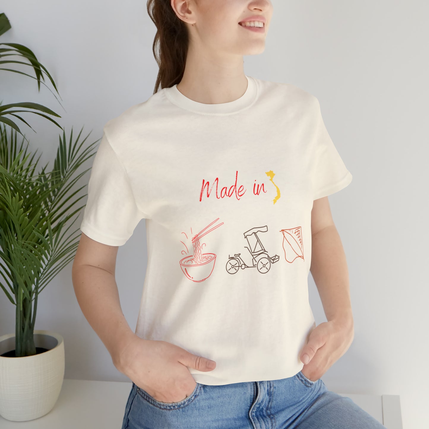 Unisex Jersey Short Sleeve Tee with Vietnam Inspired Design