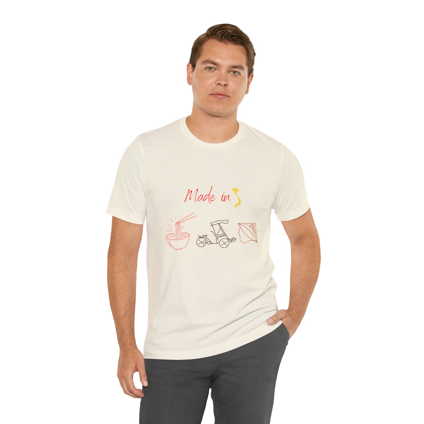 Unisex Jersey Short Sleeve Tee with Vietnam Inspired Design