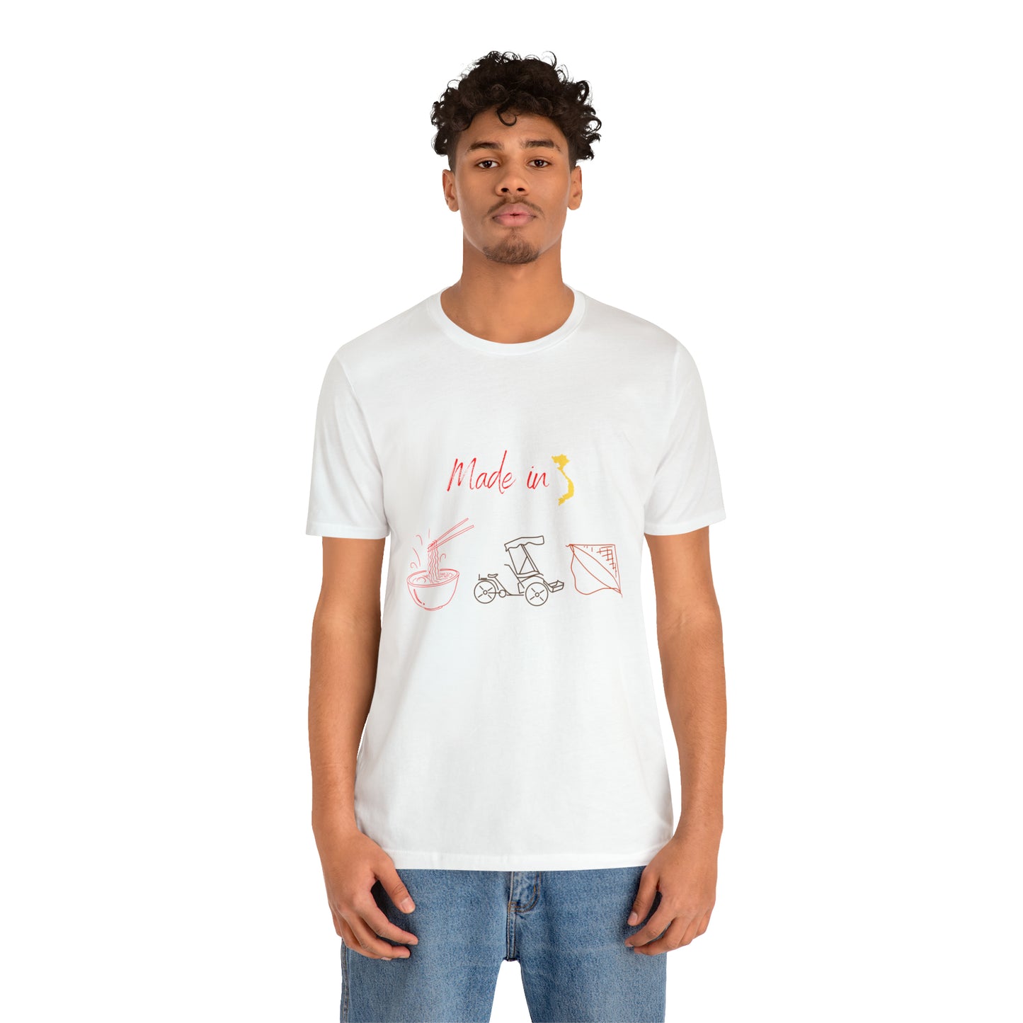 Unisex Jersey Short Sleeve Tee with Vietnam Inspired Design