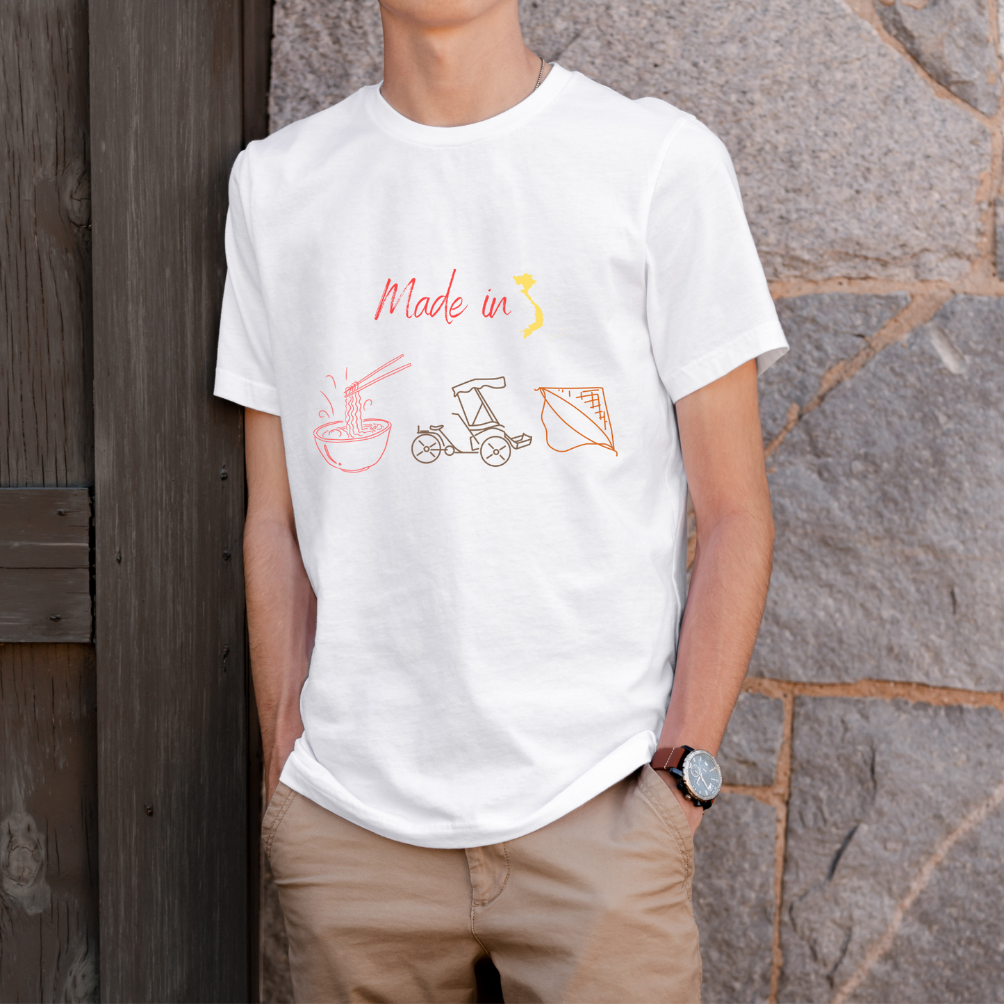 Unisex Jersey Short Sleeve Tee with Vietnam Inspired Design