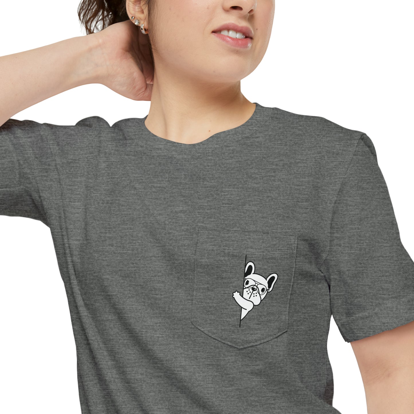 Peekaboo French Bulldog Unisex Pocket T-shirt