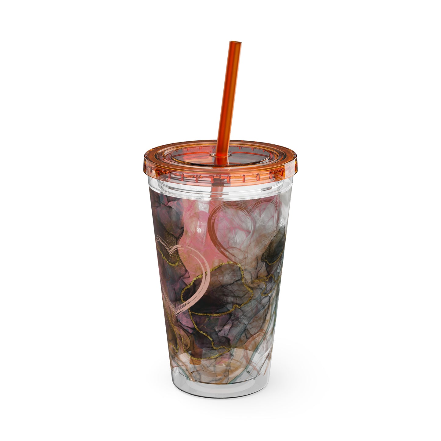 Marble Sunsplash Tumbler with Straw, 16oz