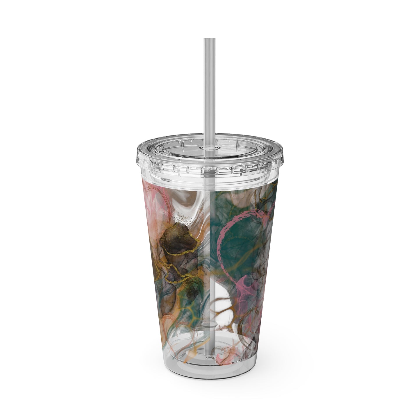 Marble Sunsplash Tumbler with Straw, 16oz