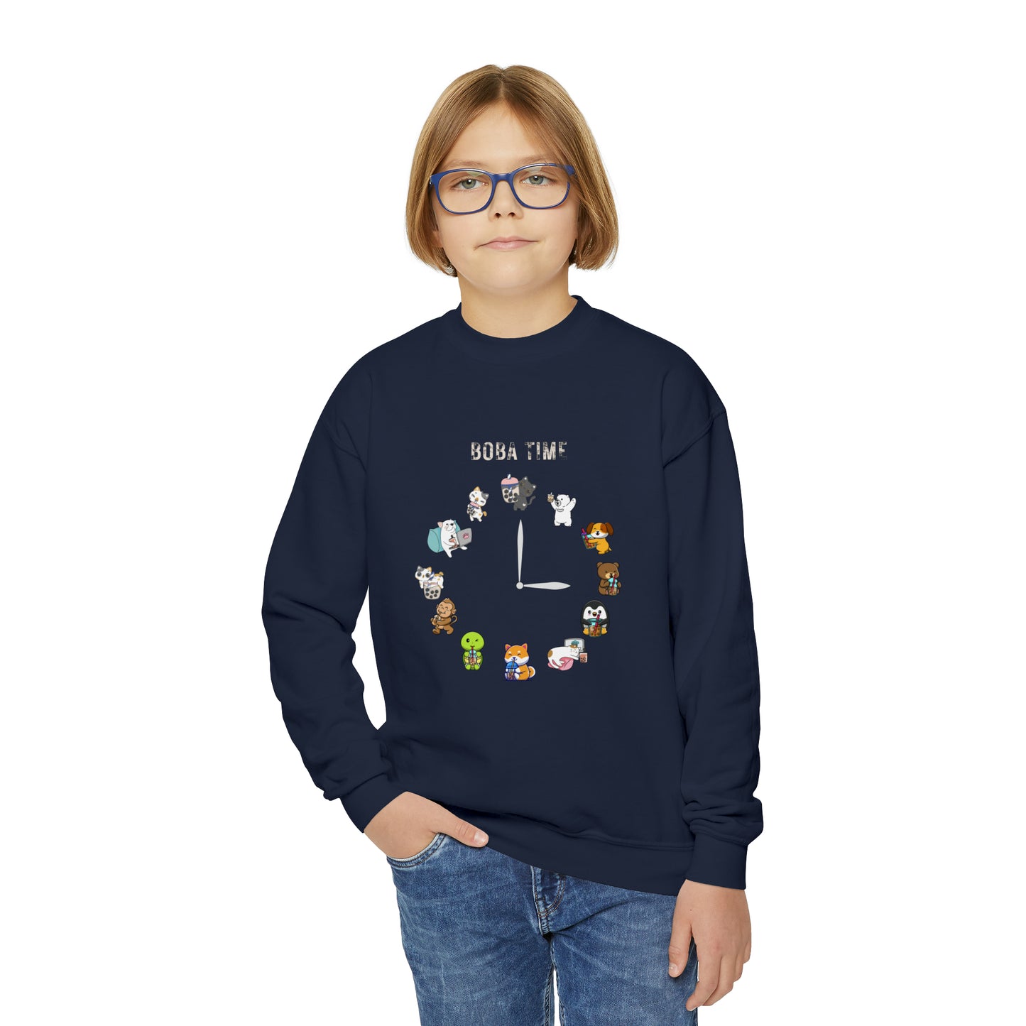 Youth Boba Clock Crewneck Sweatshirt