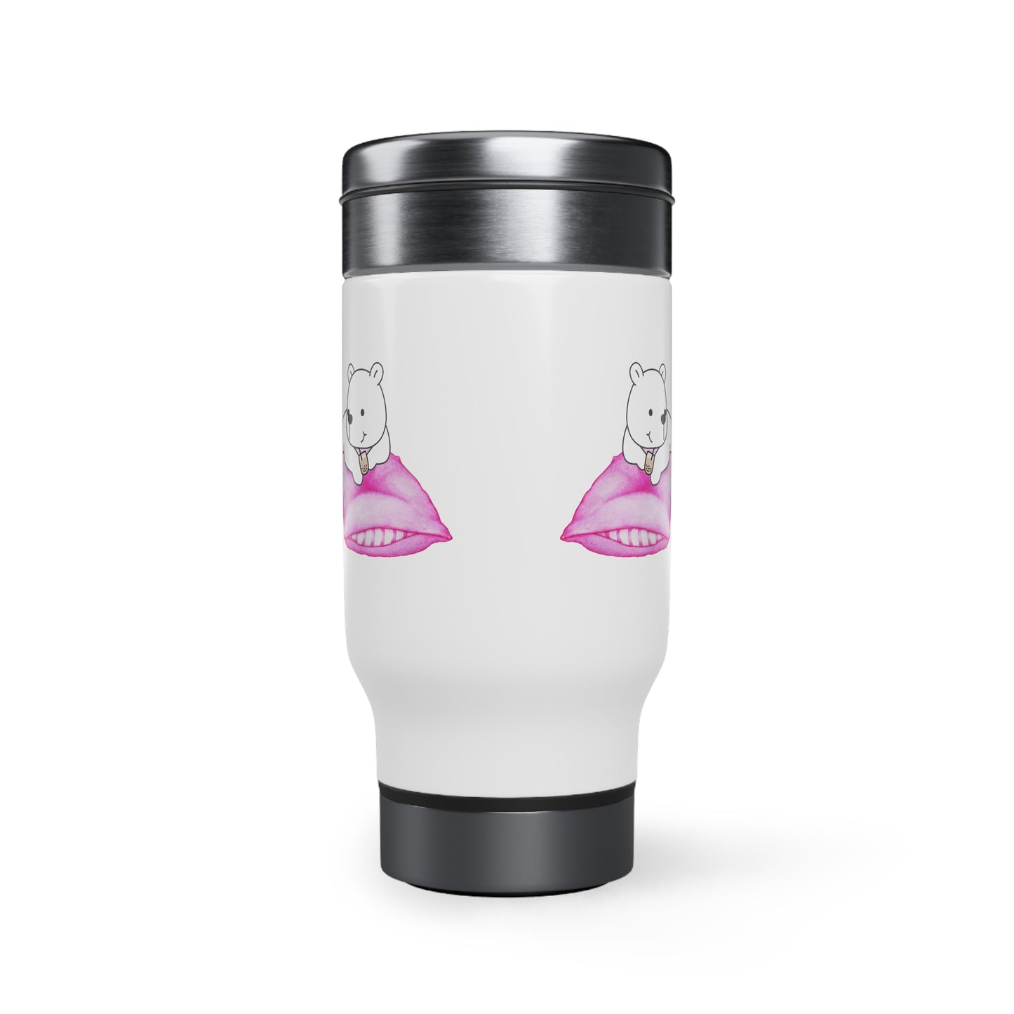 Boba Bear Stainless Steel Travel Mug with Handle, 14oz