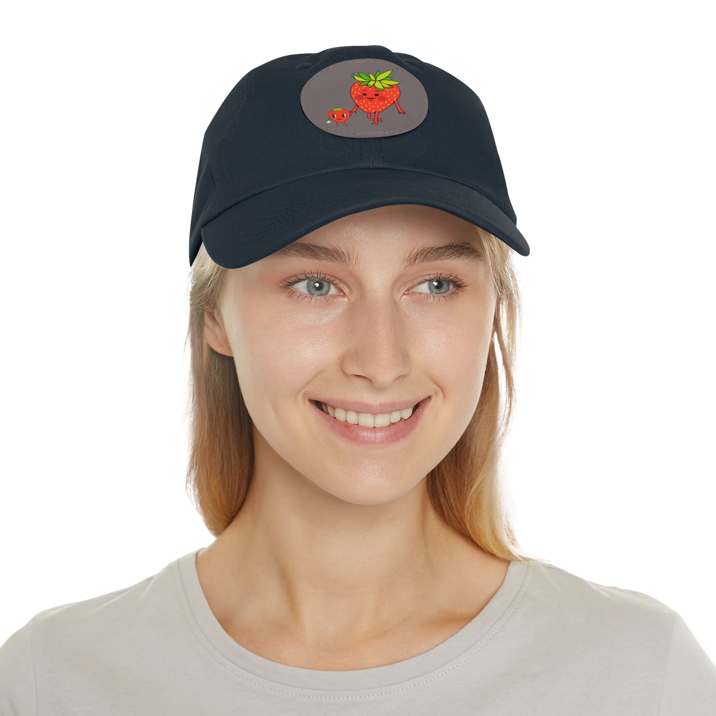 Strawberry Hat with Leather Patch (Round)