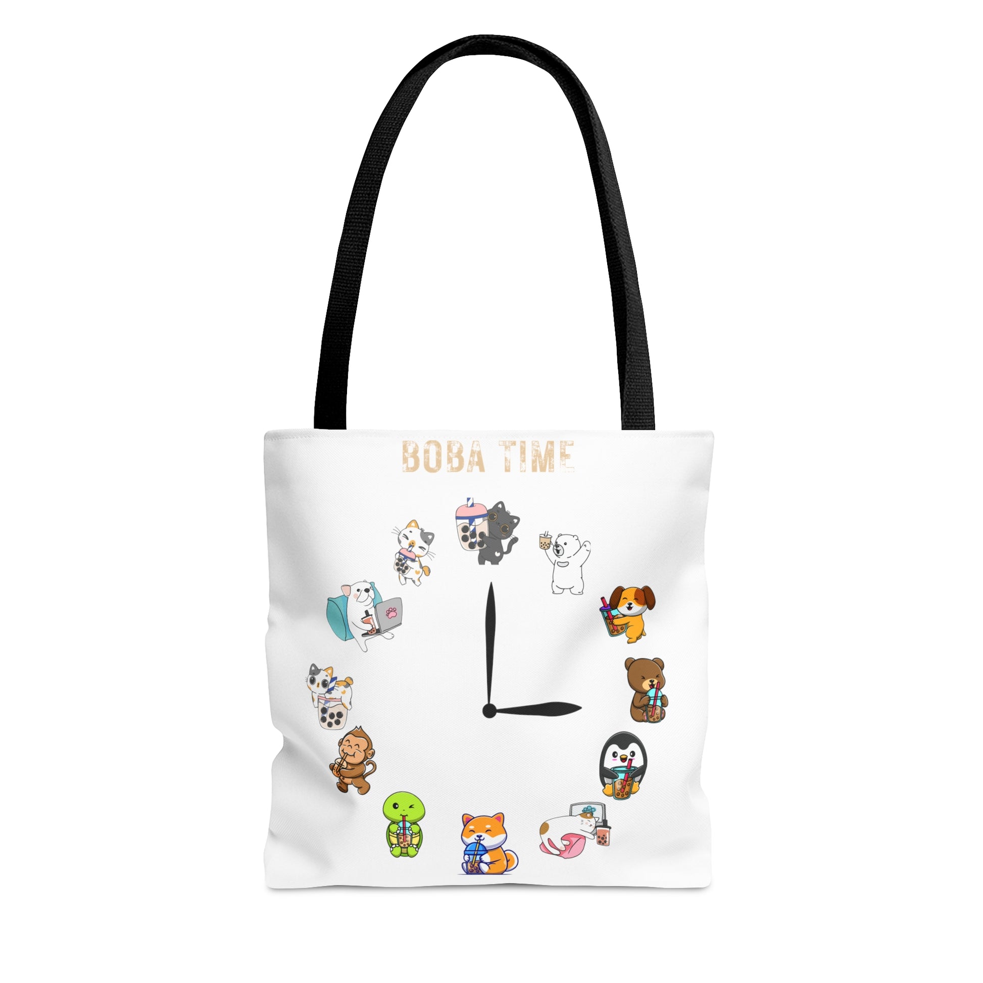 Boba Tea Clock Tote Bag White Color