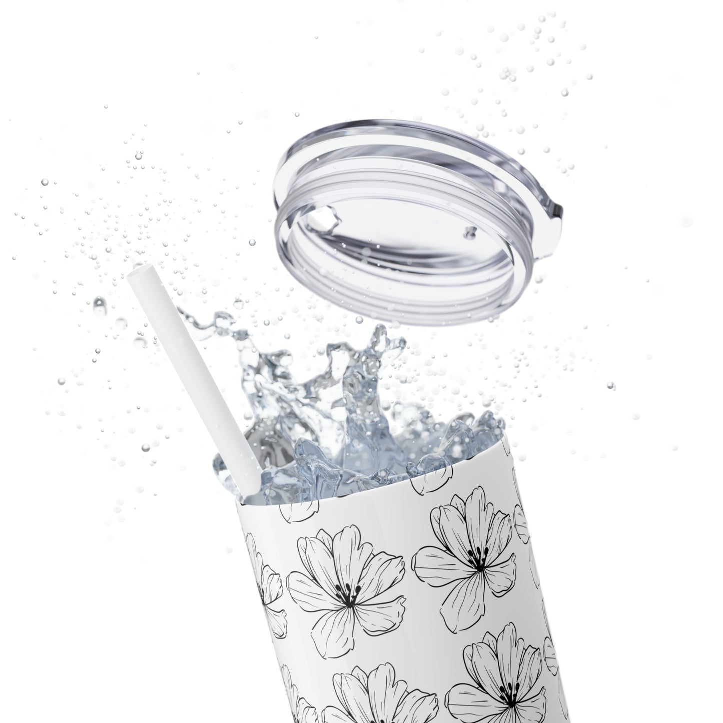 Flower Skinny Tumbler with Straw, 20oz