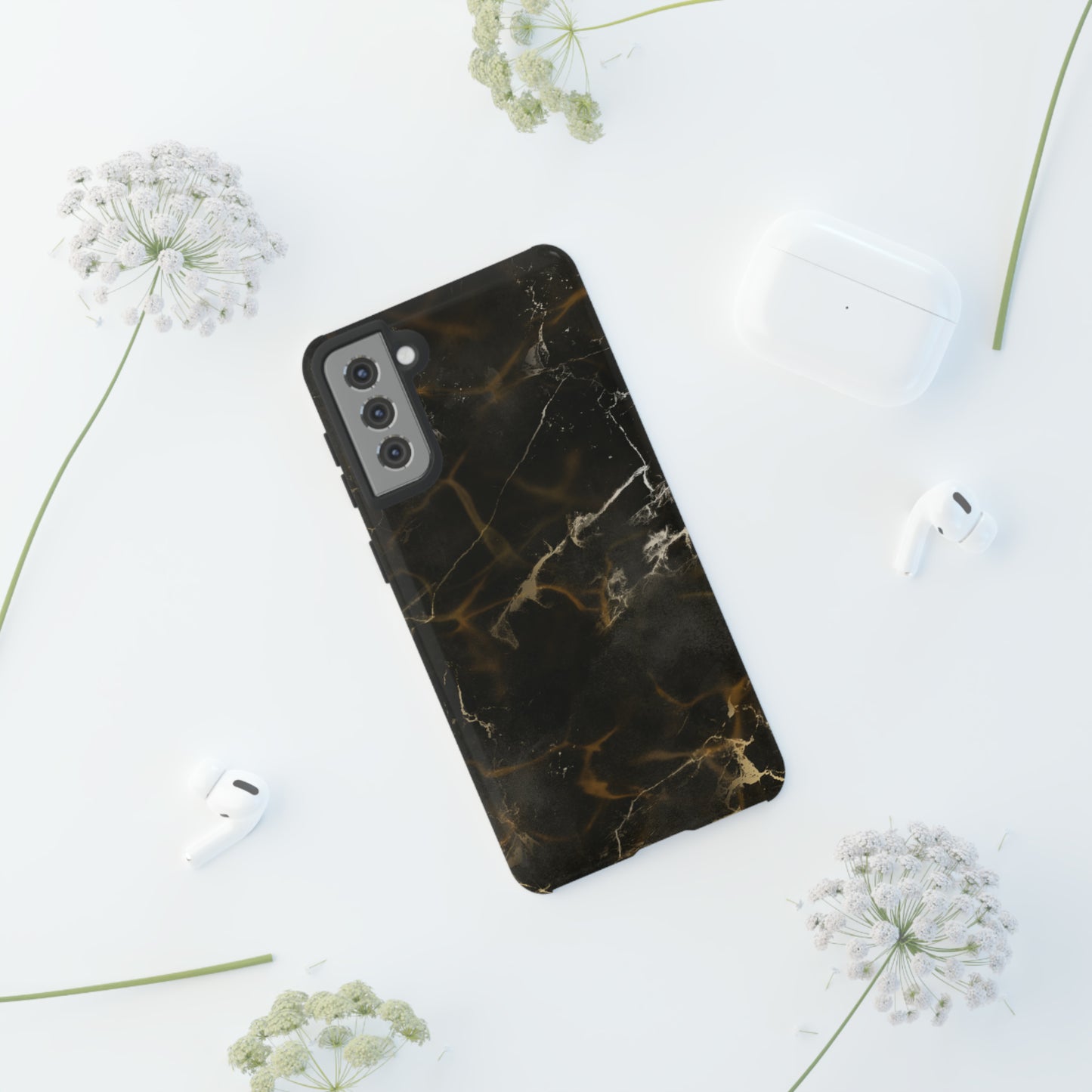 Black Gold Marble Phone Tough Cases