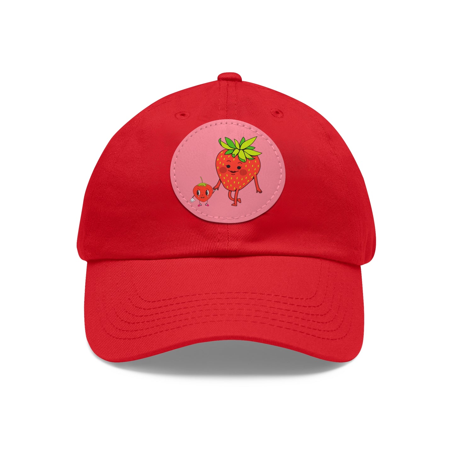 Strawberry Hat with Leather Patch (Round)