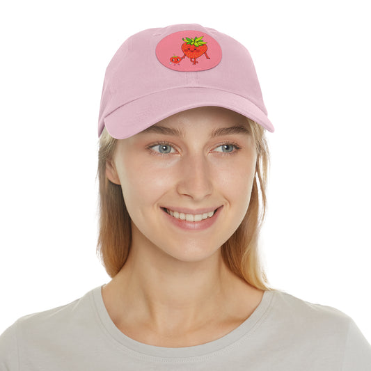 Strawberry Hat with Leather Patch (Round)