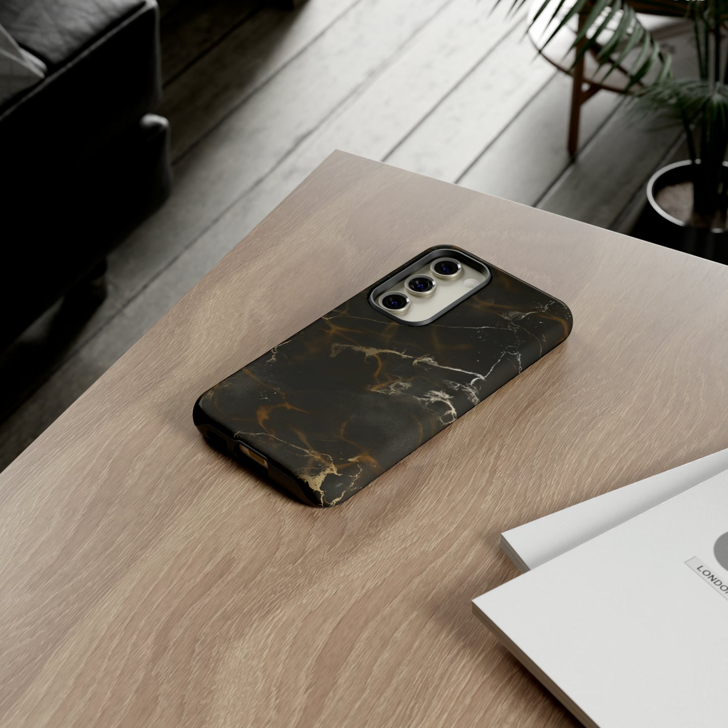 Black Gold Marble Phone Tough Cases