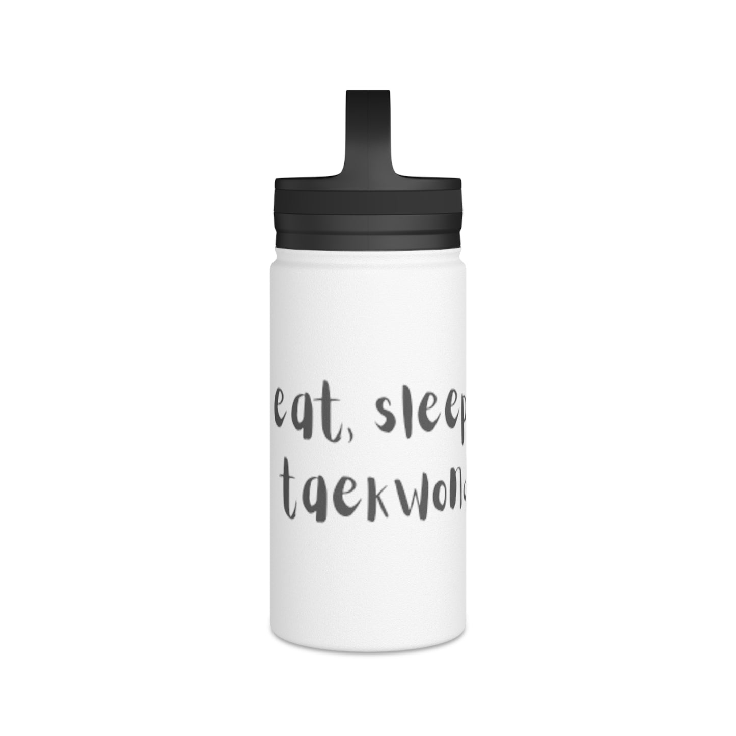 Stainless Steel Water Bottle, Handle Lid - Taekwondo Design