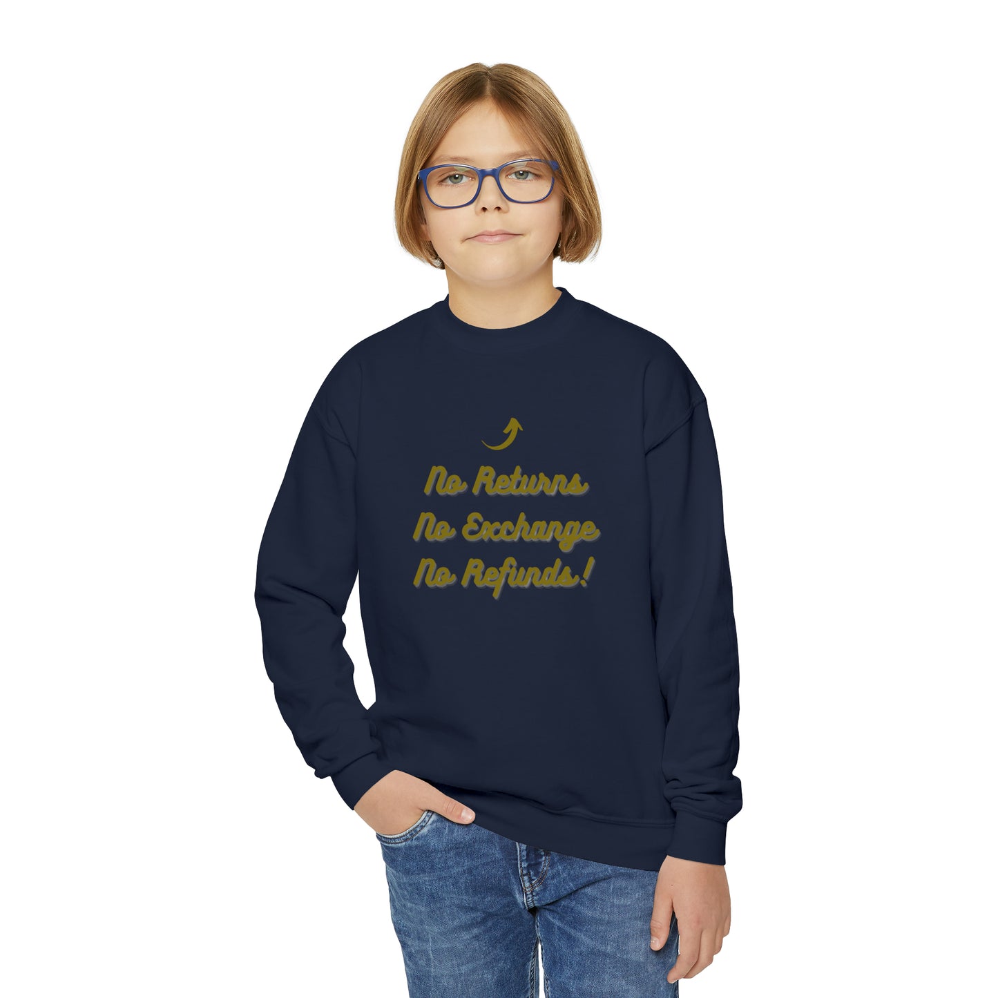 No Refunds Youth Crewneck Sweatshirt