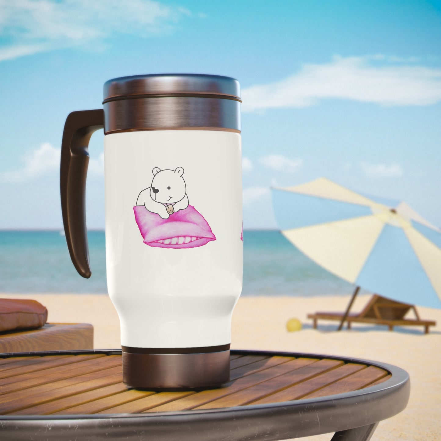 Boba Bear Stainless Steel Travel Mug with Handle, 14oz