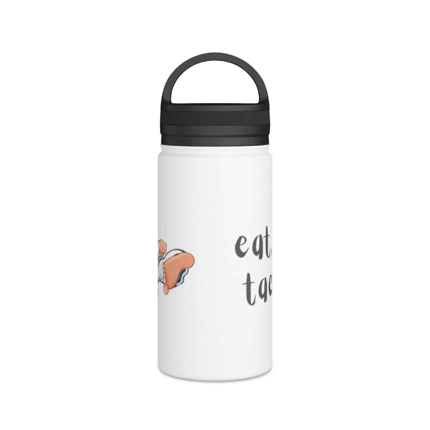 Stainless Steel Water Bottle, Handle Lid - Taekwondo Design