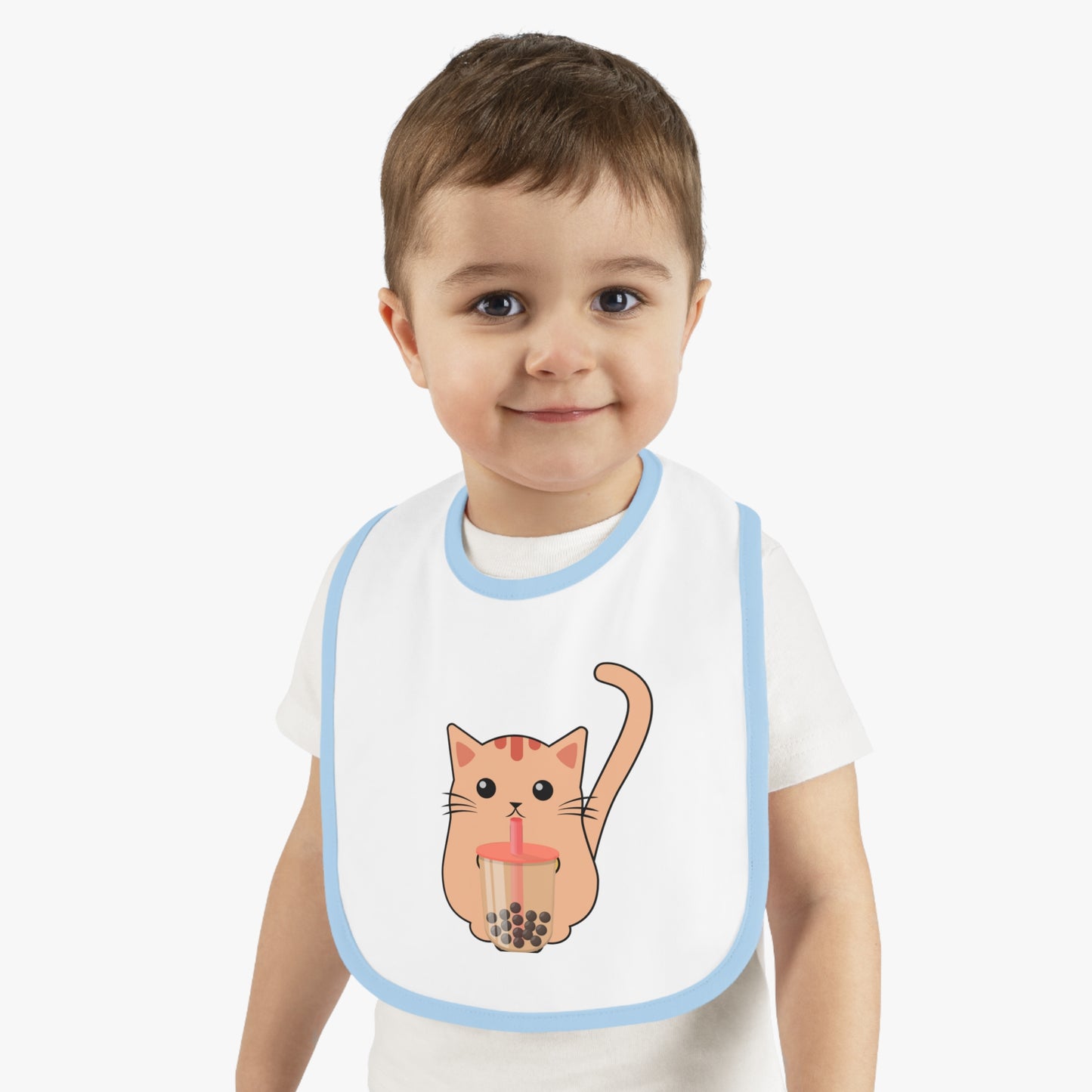 Cat Drinking Boba Tea Baby Bib