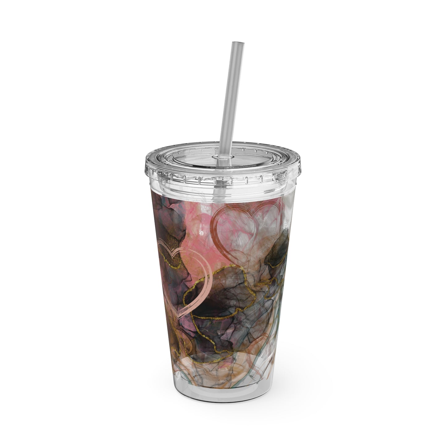 Marble Sunsplash Tumbler with Straw, 16oz