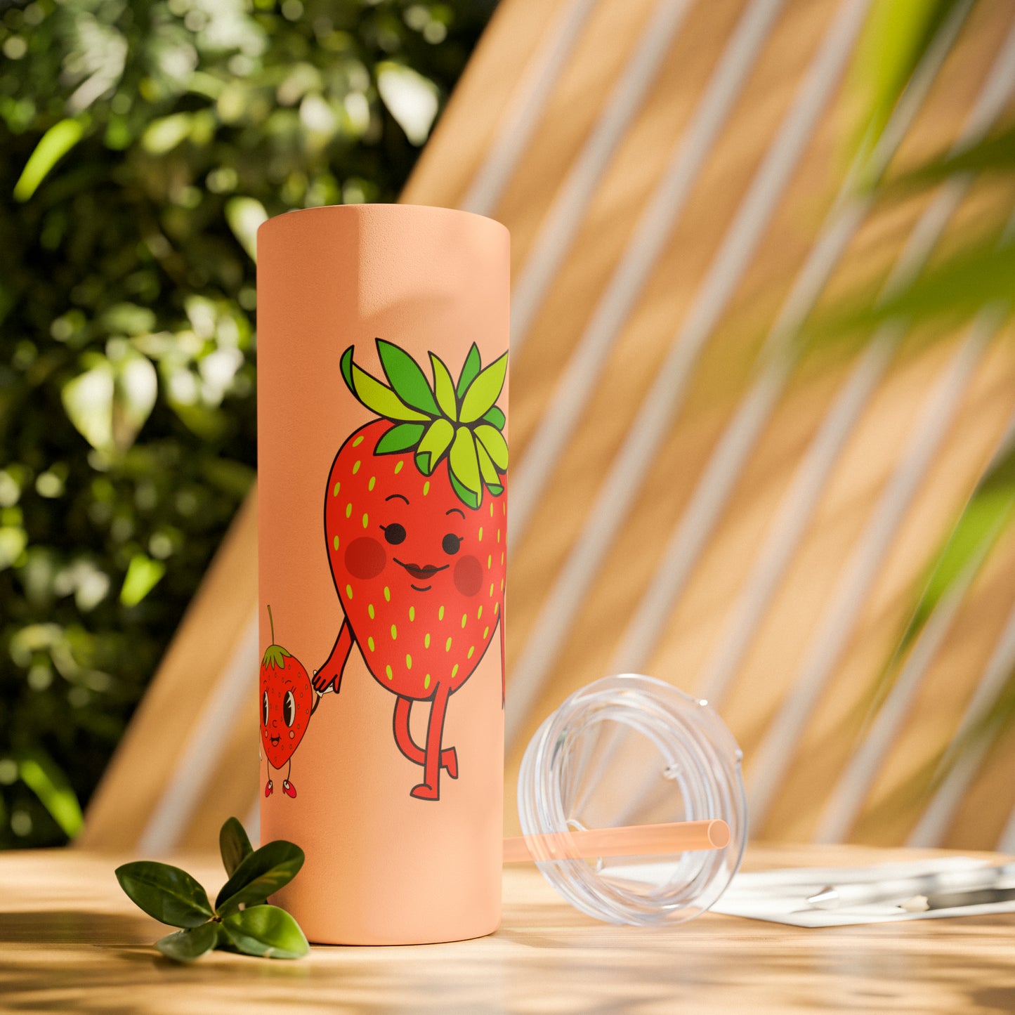 Strawberries Skinny Tumbler with Straw, 20oz