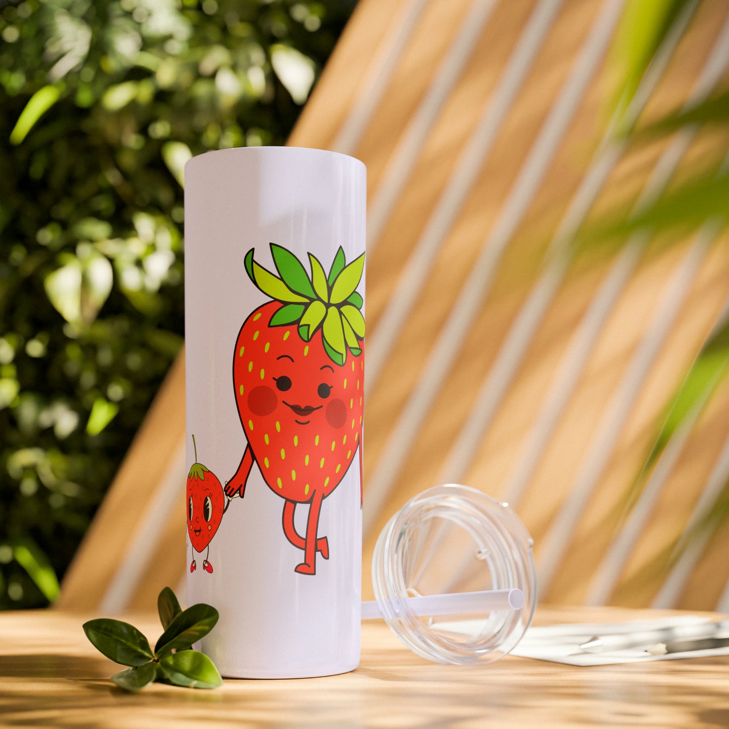 Strawberries Skinny Tumbler with Straw, 20oz