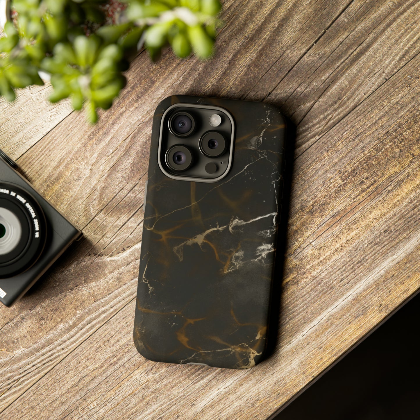 Black Gold Marble Phone Tough Cases