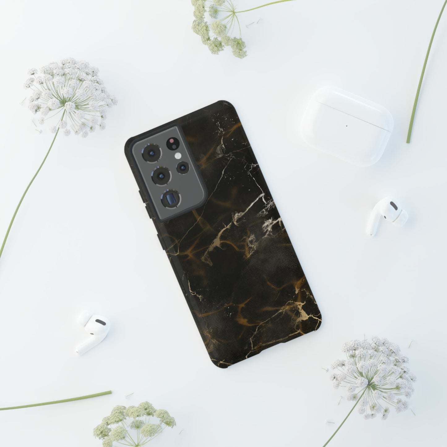 Black Gold Marble Phone Tough Cases