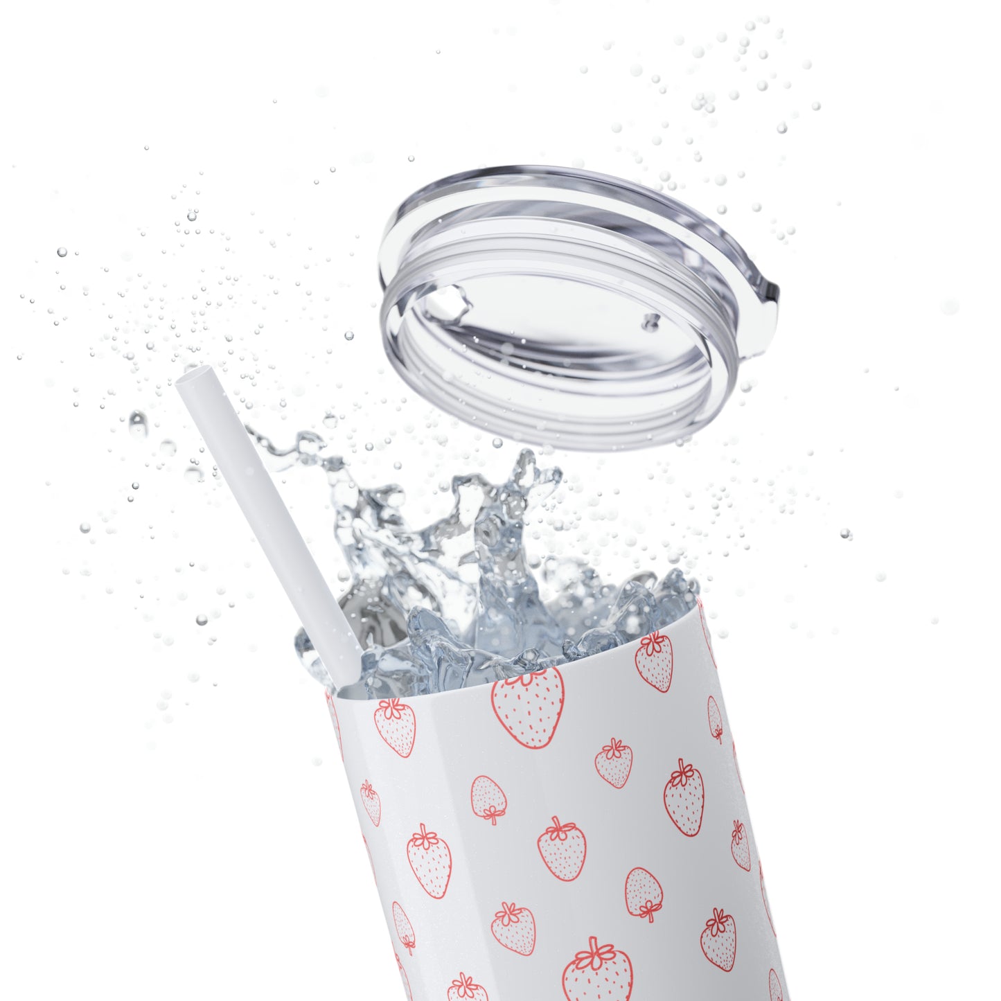 Strawberry Skinny Tumbler with Straw, 20oz