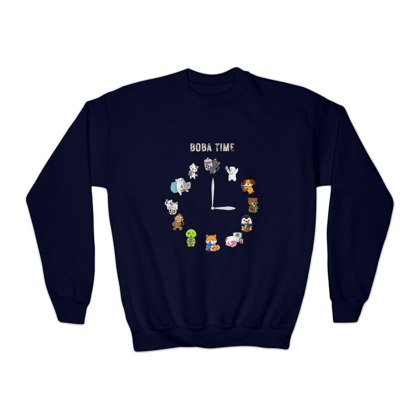 Youth Boba Clock Crewneck Sweatshirt