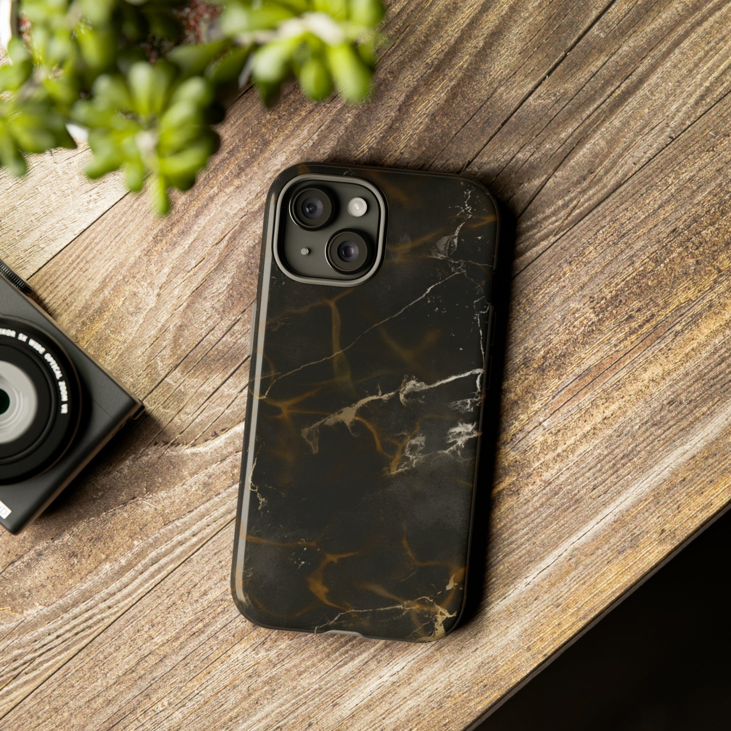 Black Gold Marble Phone Tough Cases