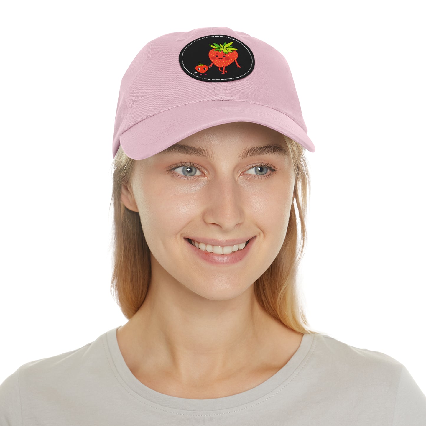 Strawberry Hat with Leather Patch (Round)