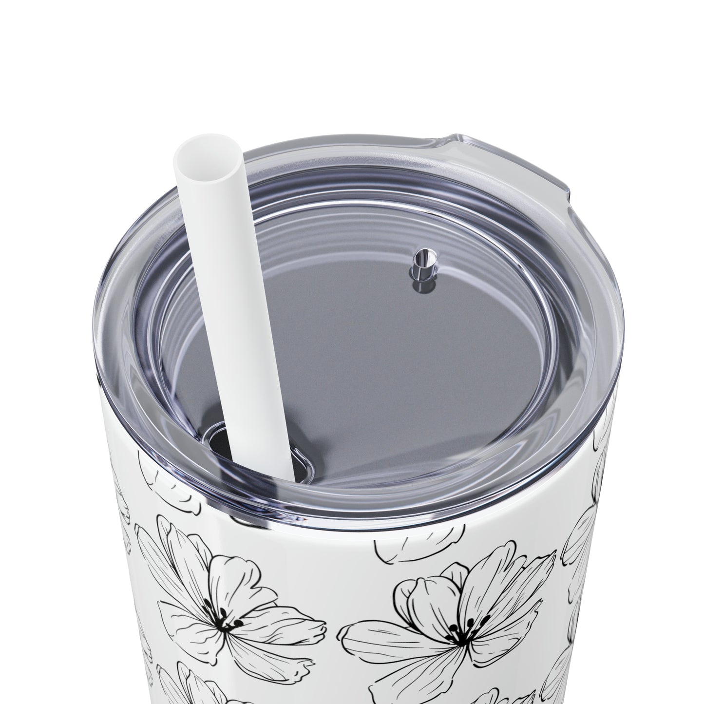 Flower Skinny Tumbler with Straw, 20oz