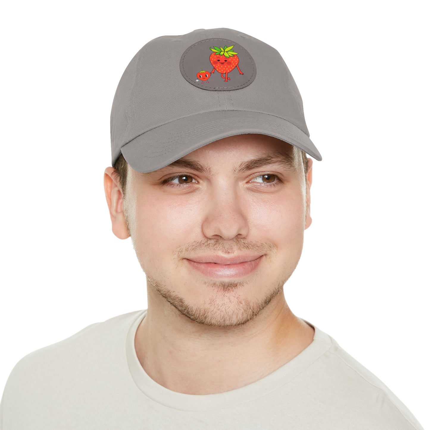 Strawberry Hat with Leather Patch (Round)