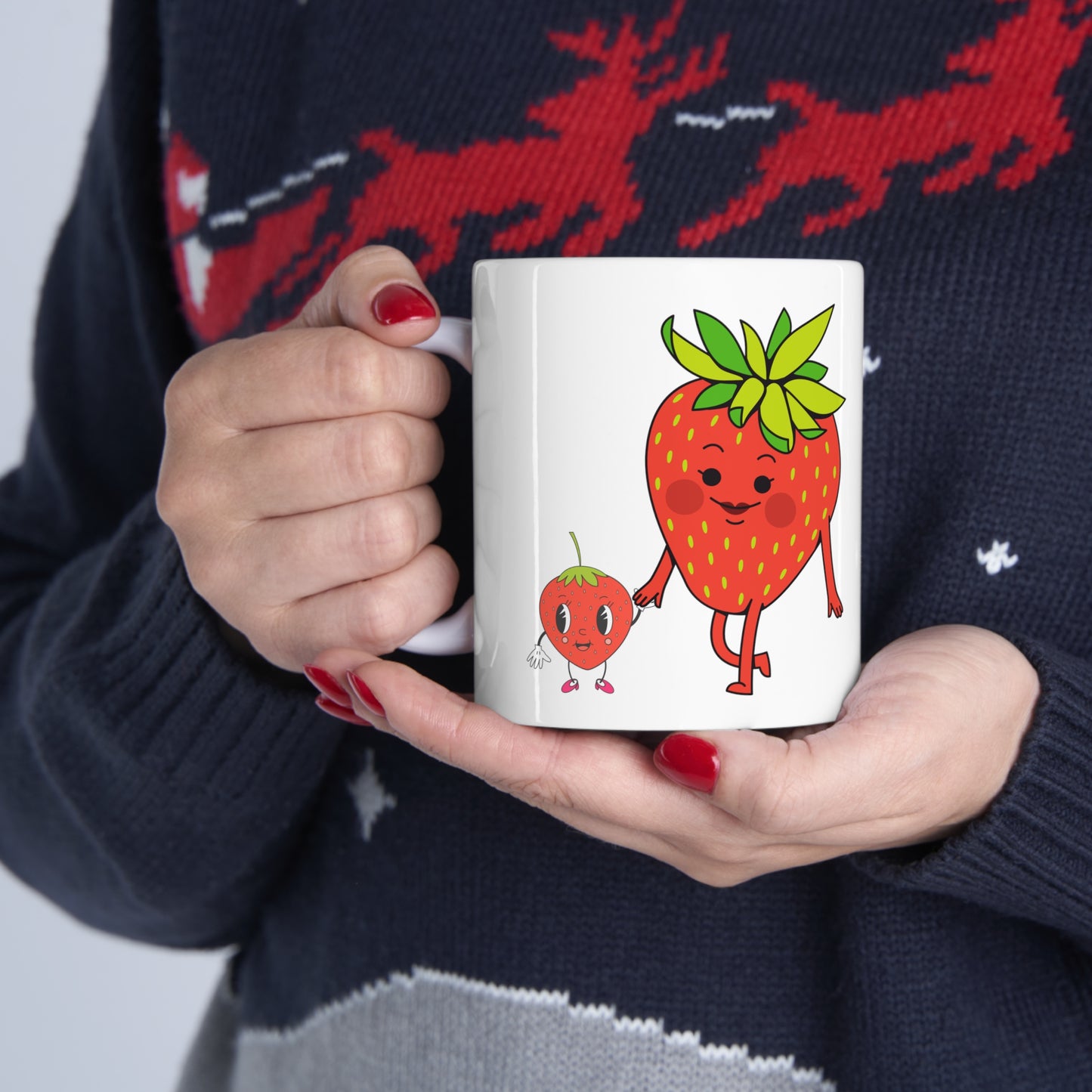 Mommy & Baby Strawberries Ceramic Mug 11oz