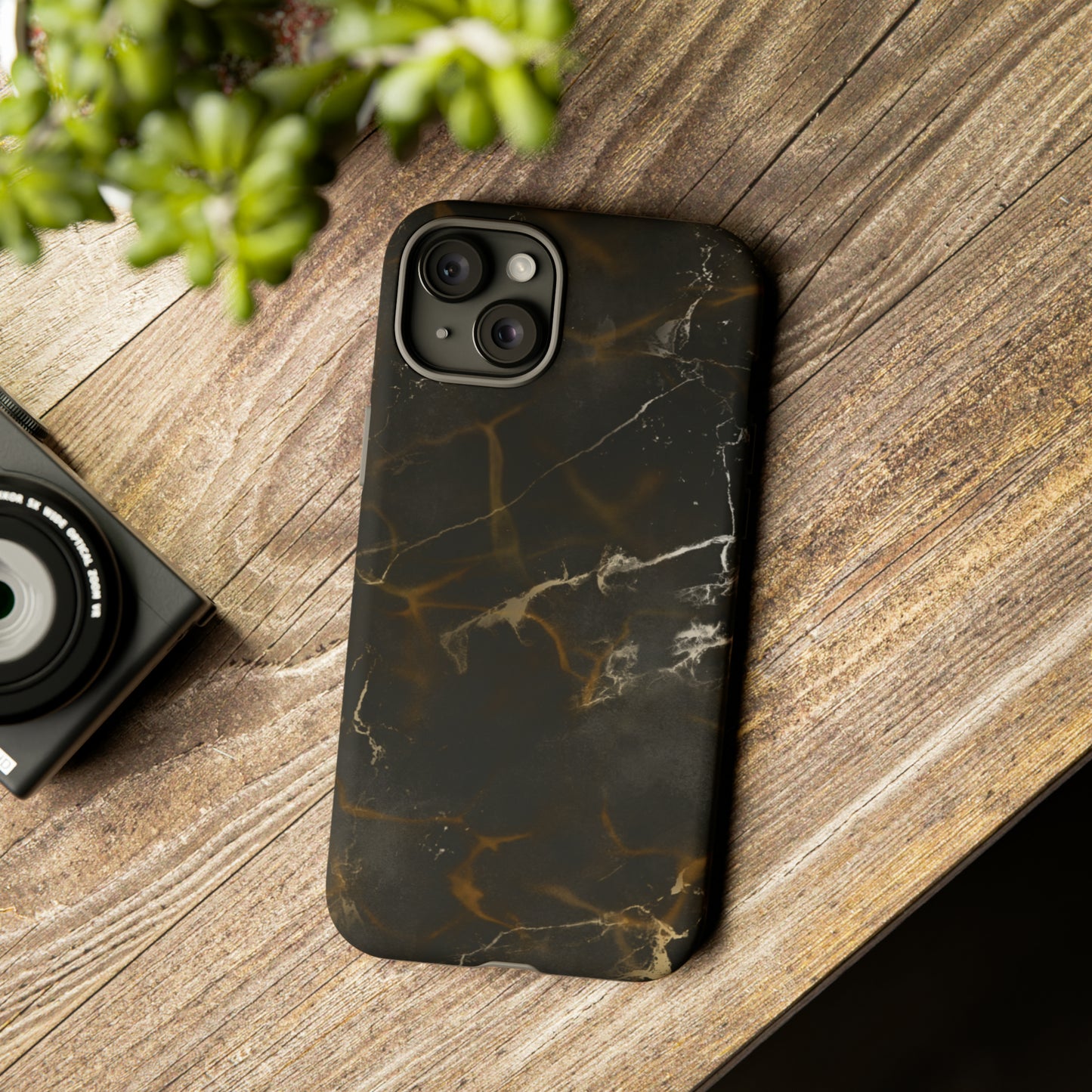 Black Gold Marble Phone Tough Cases