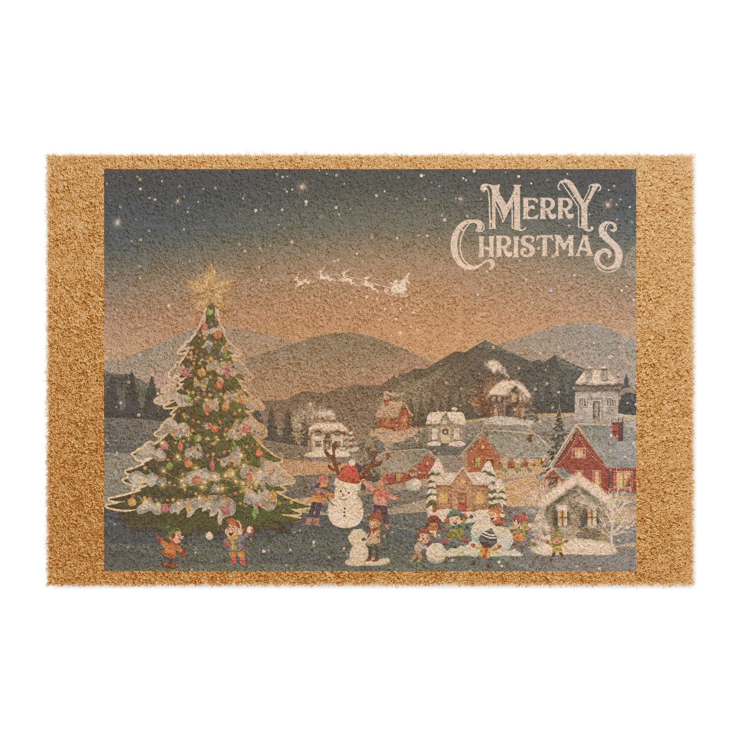 Christmas Doormat, Christmas Outdoor Rug, Coir Mat, Christmas Village Display Doormat