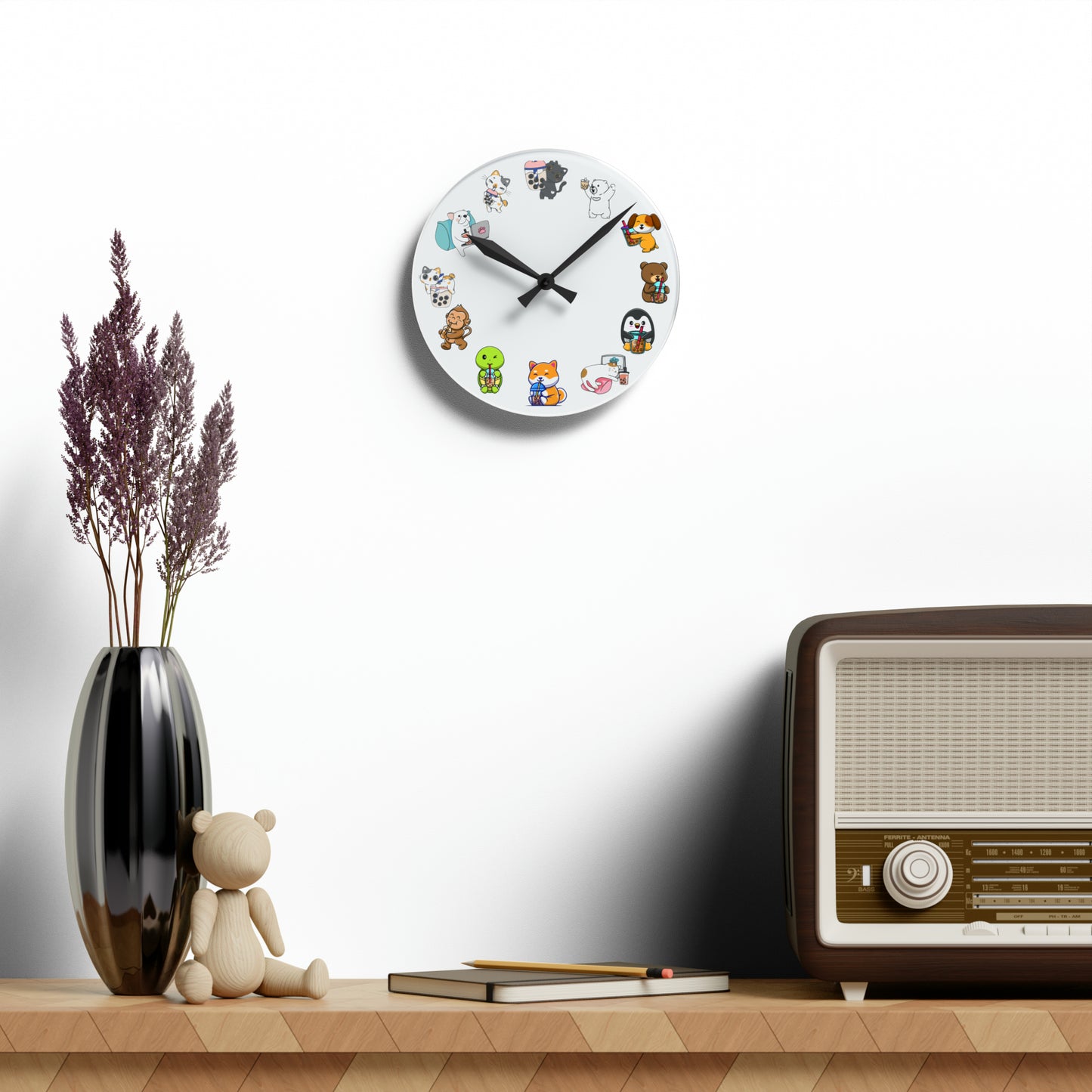 Acrylic Wall Clock with Boba Tea Theme