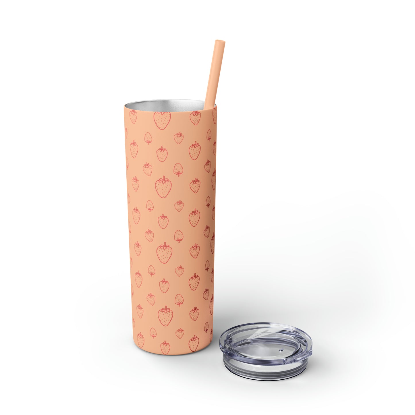 Strawberry Skinny Tumbler with Straw, 20oz