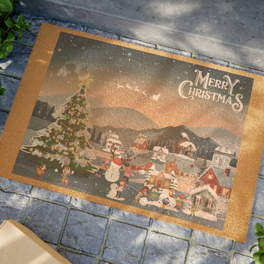 Christmas Doormat, Christmas Outdoor Rug, Coir Mat, Christmas Village Display Doormat