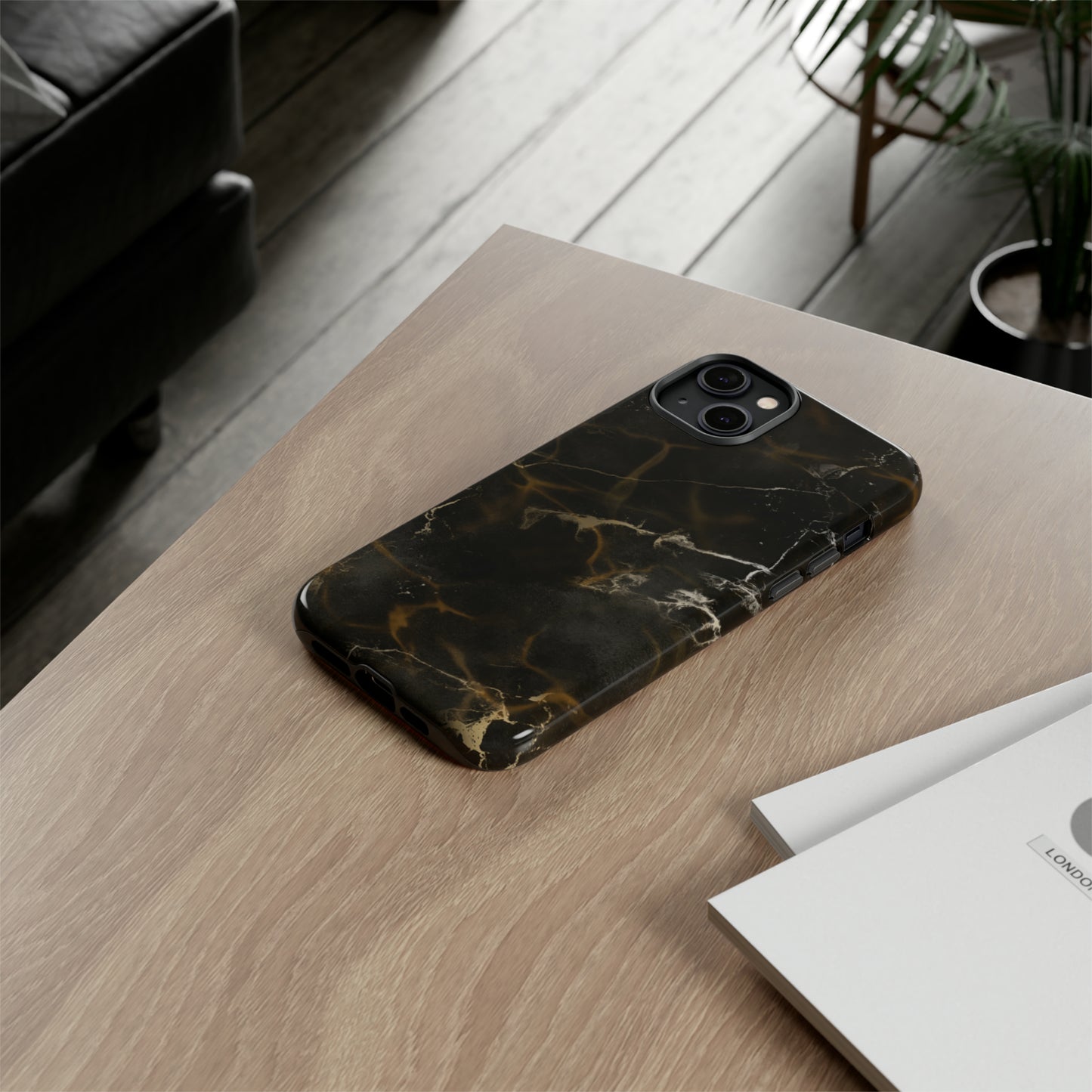 Black Gold Marble Phone Tough Cases