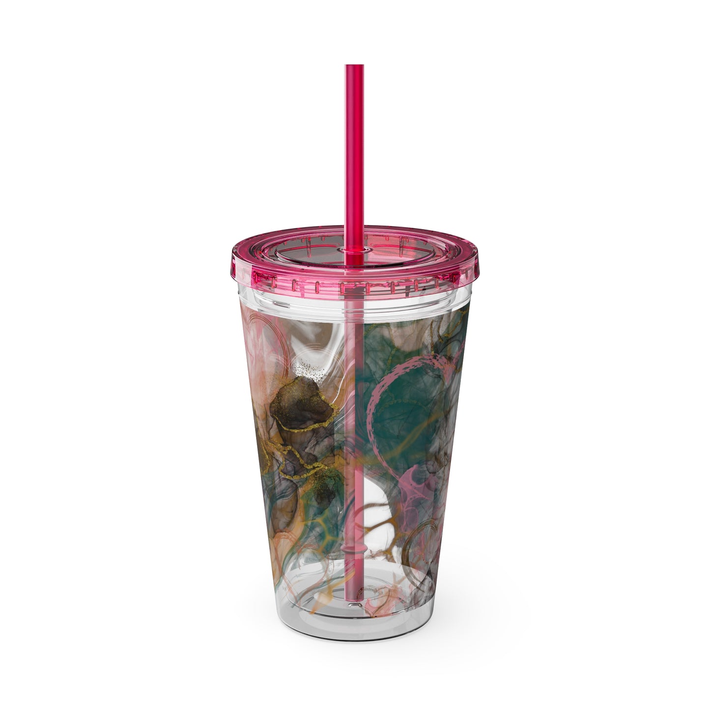 Marble Sunsplash Tumbler with Straw, 16oz