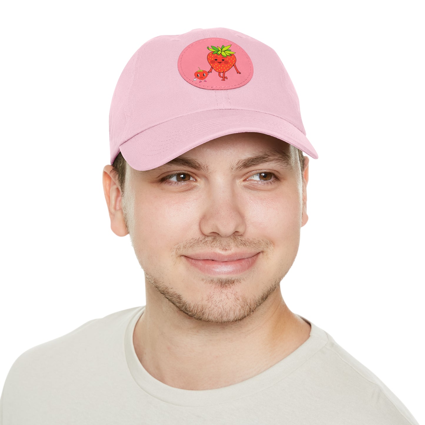 Strawberry Hat with Leather Patch (Round)