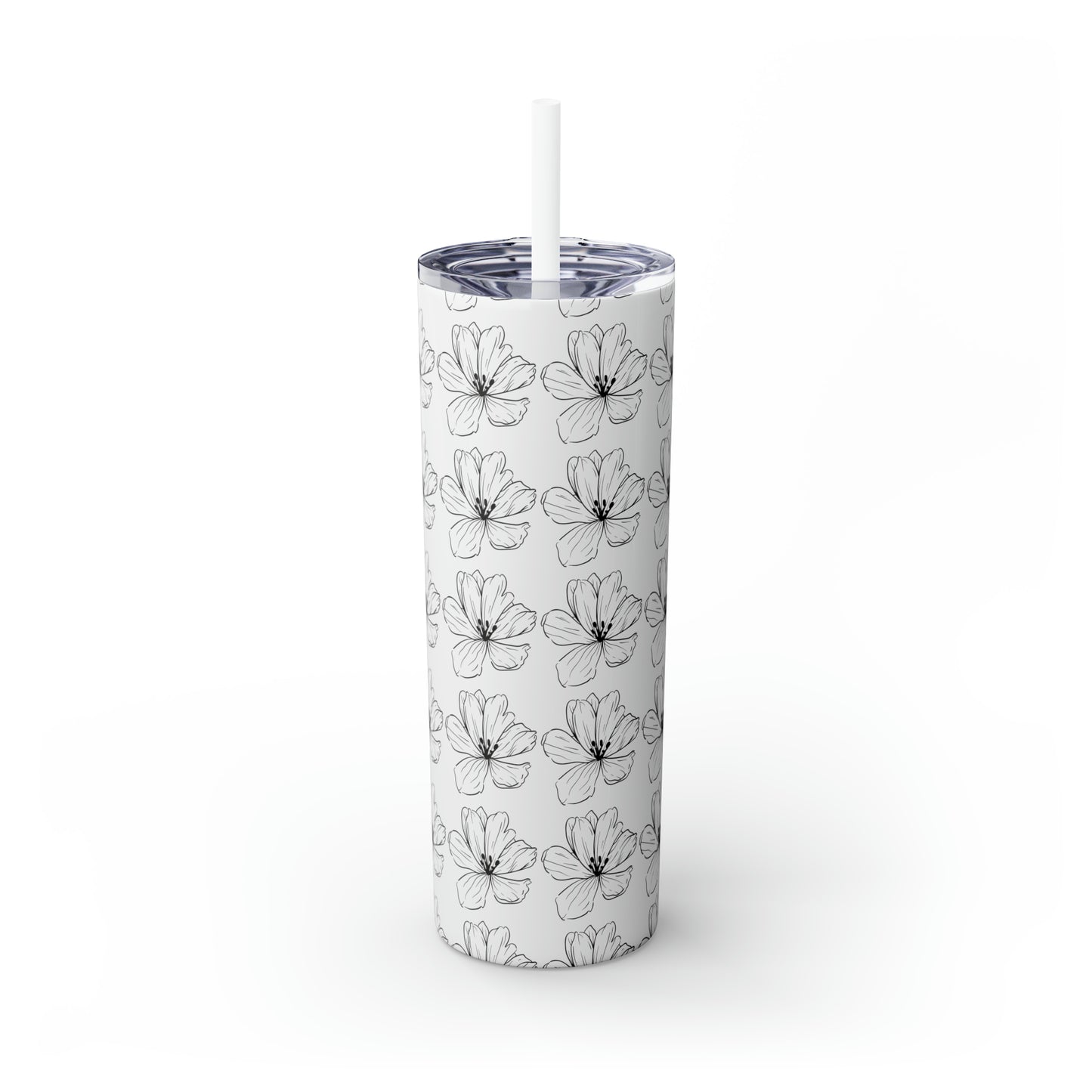 Flower Skinny Tumbler with Straw, 20oz