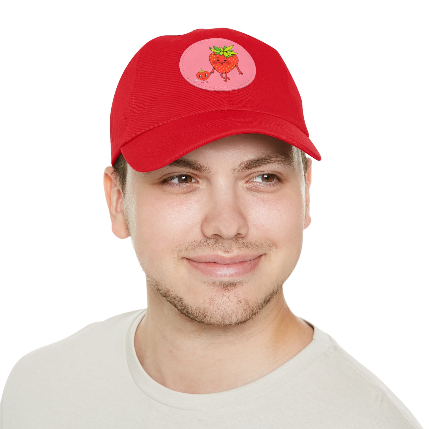 Strawberry Hat with Leather Patch (Round)