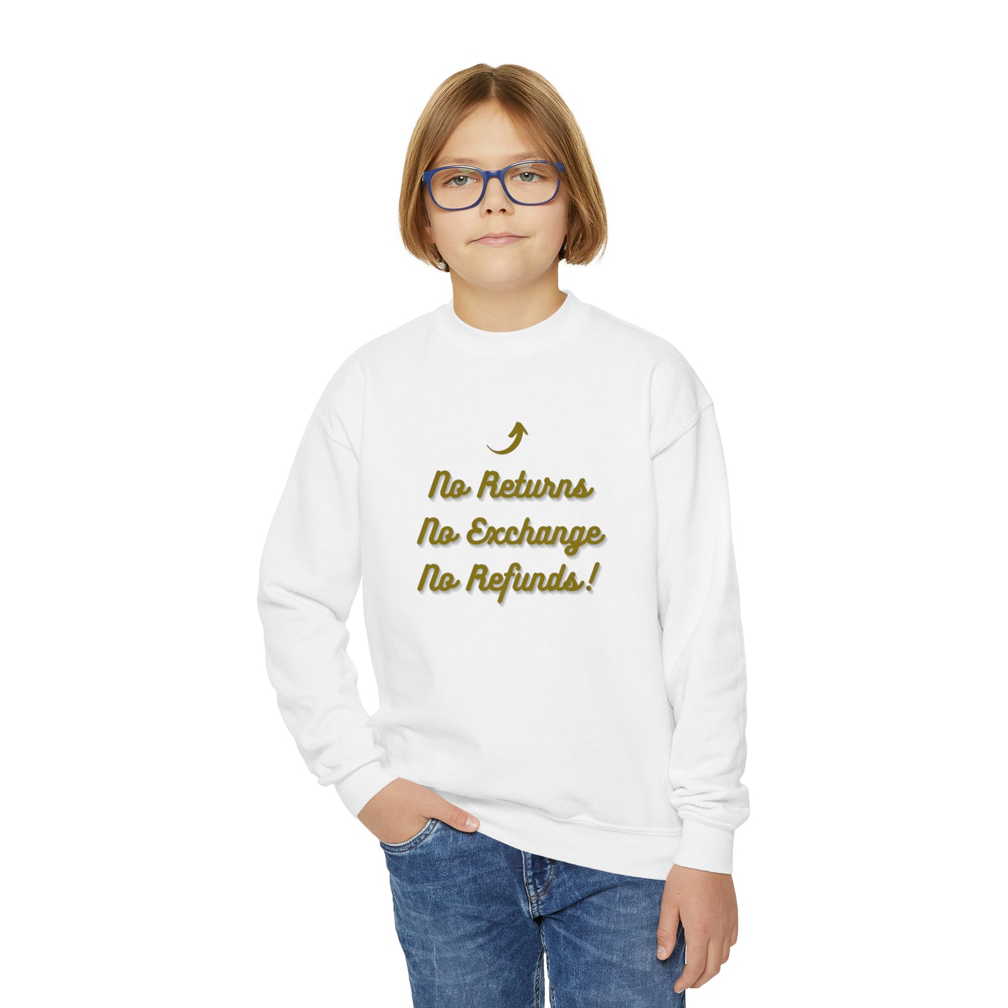 No Refunds Youth Crewneck Sweatshirt