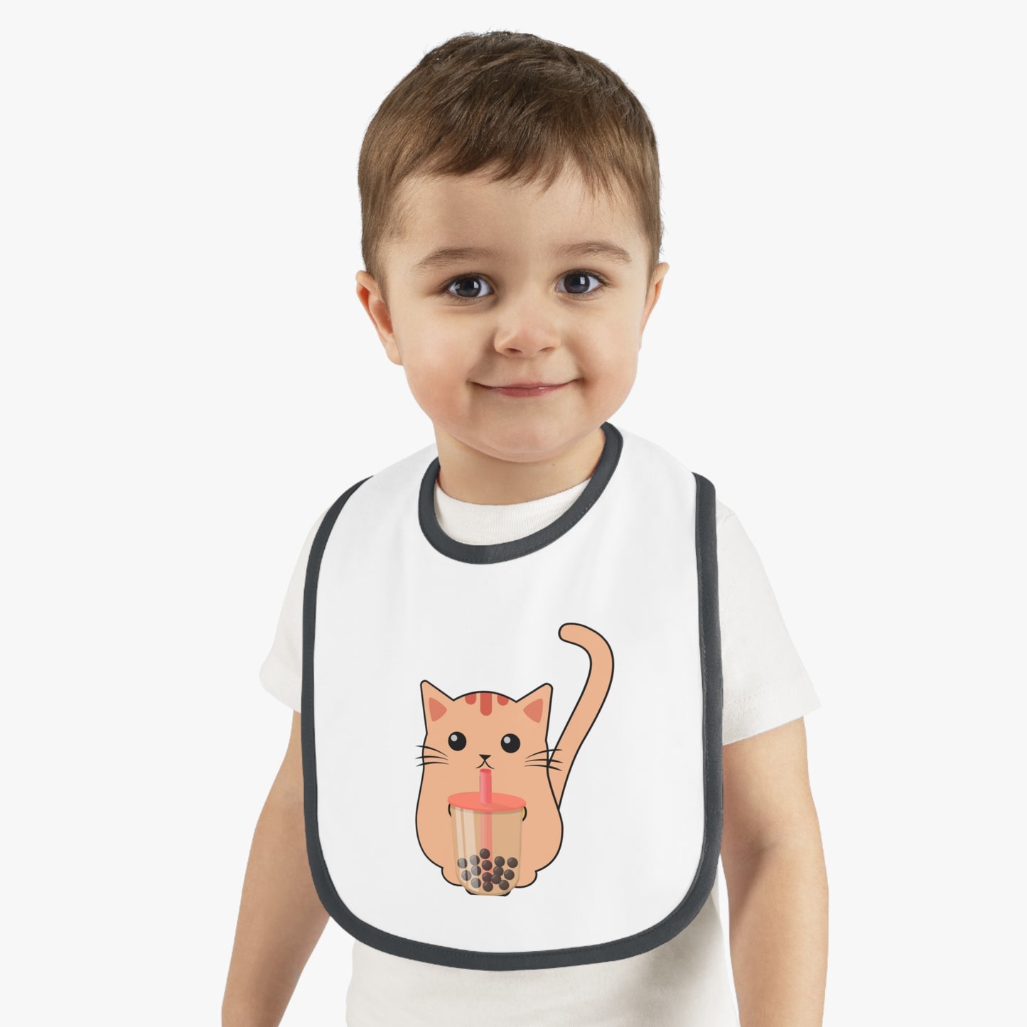 Cat Drinking Boba Tea Baby Bib