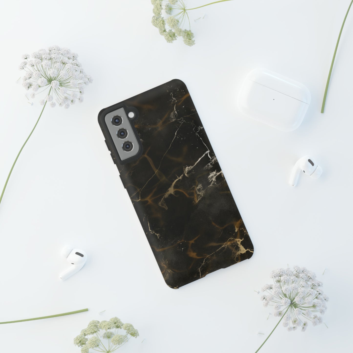 Black Gold Marble Phone Tough Cases